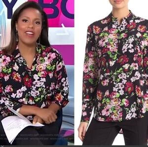 Equipment Silk Floral Black Women's Top Size XS In EUC